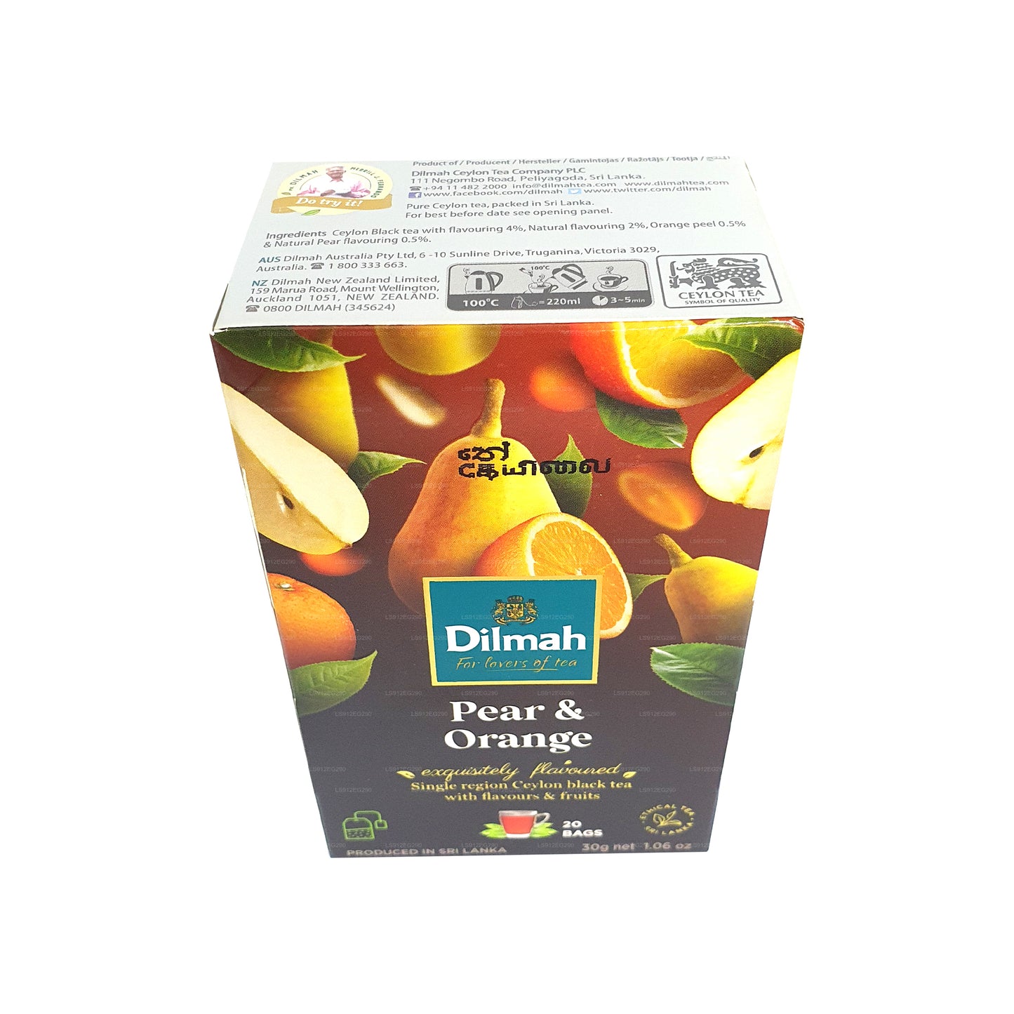 Dilmah Pear and Orange Flavored Ceylon Black Tea (30g) 20 Tea Bags