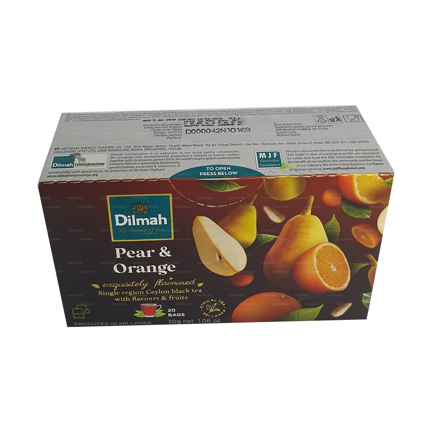 Dilmah Pear and Orange Flavored Ceylon Black Tea (30g) 20 Tea Bags