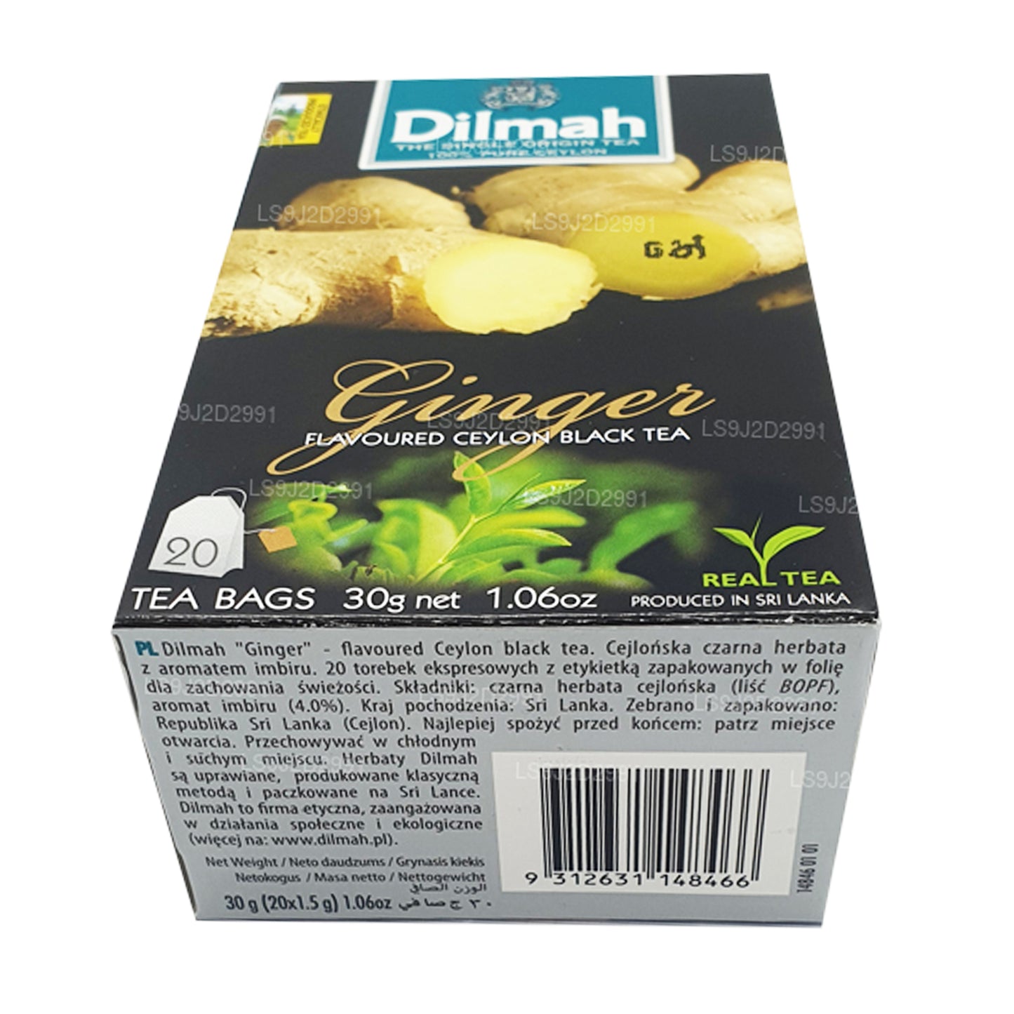 Dilmah Ginger Flavored Black Tea (30g) 20 Tea Bags