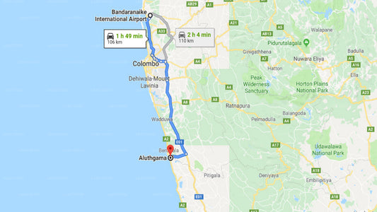 Colombo Airport (CMB) to Aluthgama City Private Transfer