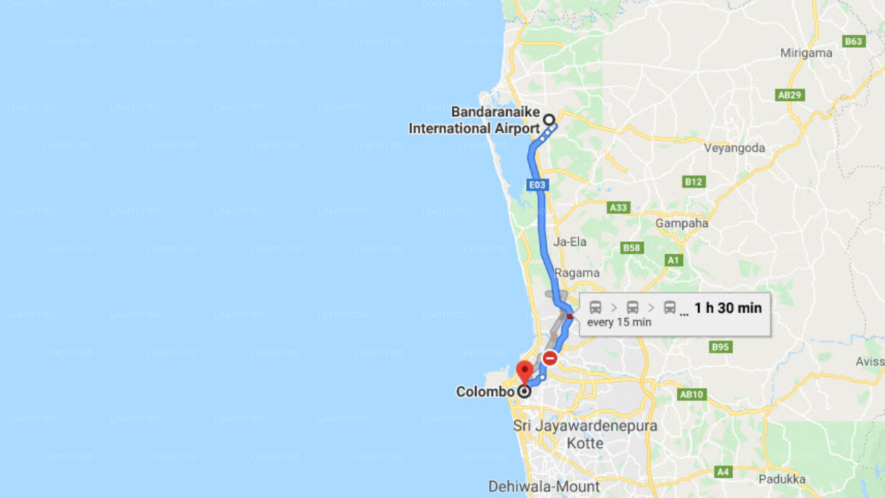 Colombo City lufthavn (CMB) to Colombo City Private Transfer