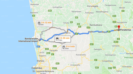 Colombo Airport (CMB) to Peradeniya City Private Transfer