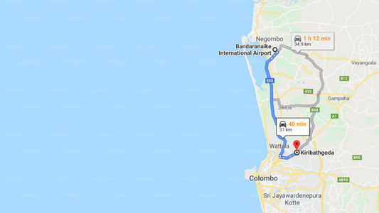 Transfer between Colombo Airport (CMB) and Hotel Clarion, Kiribathgoda