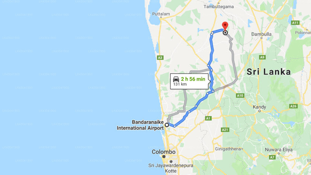 Transfer between Colombo Airport (CMB) and Ulpotha Yoga and Ayurveda Retreat, Embogama