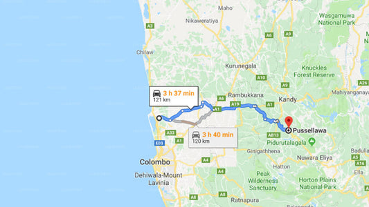 Transfer between Colombo Airport (CMB) and Ayr, Pussellawa