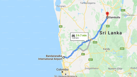 Transfer between Colombo Airport (CMB) and Governor's Gangula, Dambulla