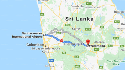 Transfer between Colombo Airport (CMB) and Surrey Bird Sanctuary and Holiday Resort, Welimada