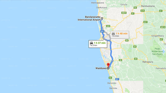 Transfer between Colombo Airport (CMB) and Taprobana by Asia Leisure, Wadduwa